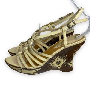 Hilary Radley - Dakota Embroidered Strappy Wedge Sandals - Size 7M